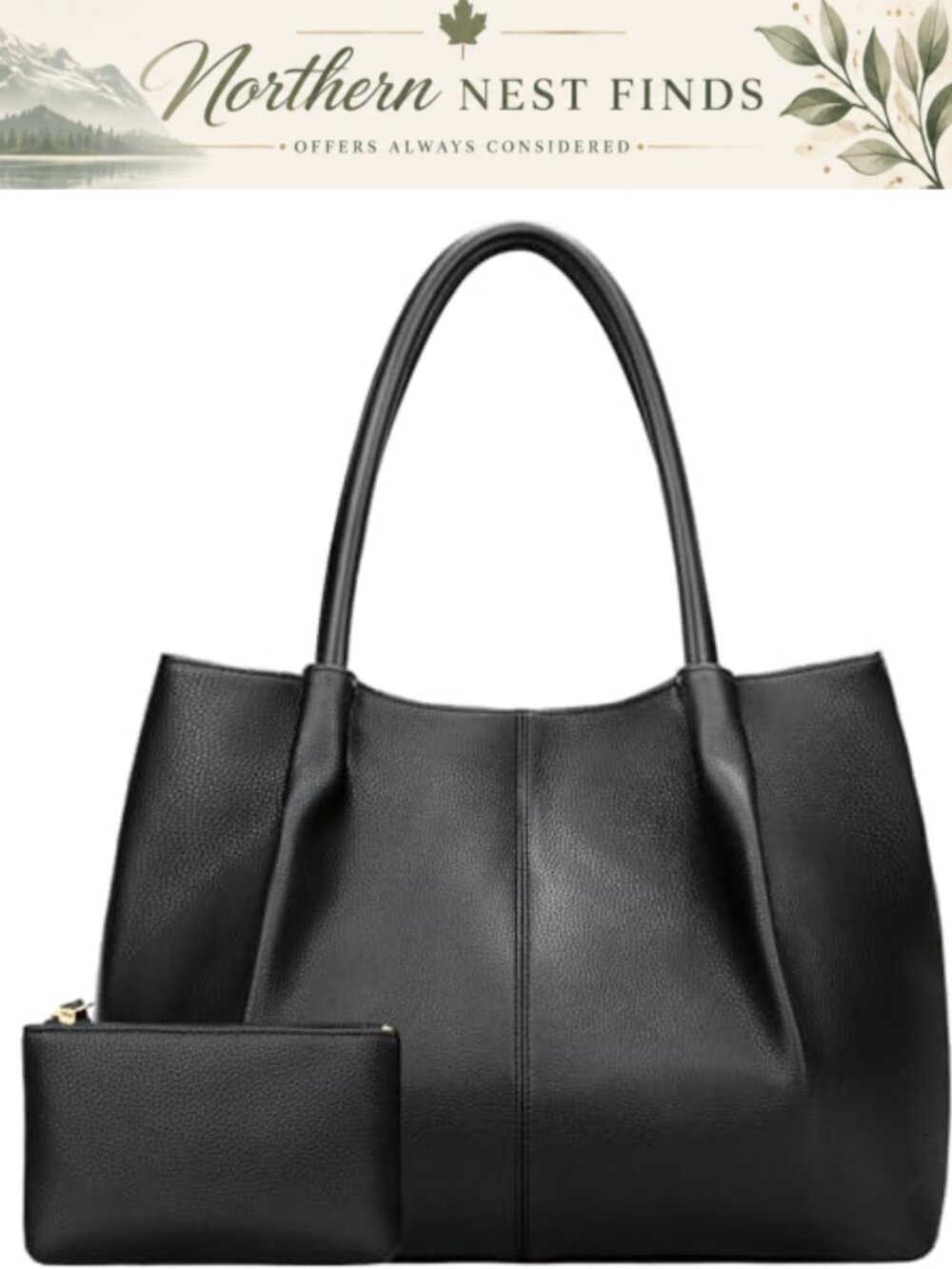 Vegan Leather Tote Bag Large Shoulder Purse Travel Work Handbag
